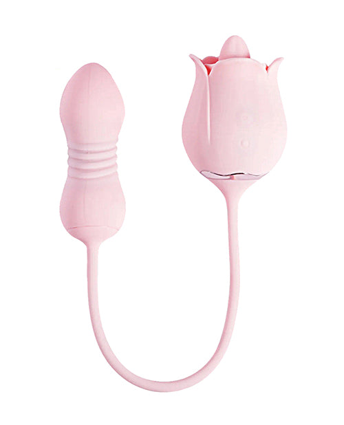 Fiona Plus Rose Clit Licking Stimulator &amp; Thrusting Egg - Pink