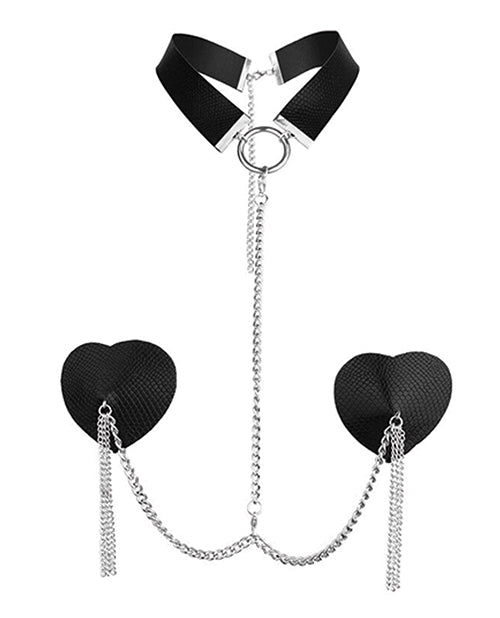Nipplicious Dominatrix Leather Collar & Pasties